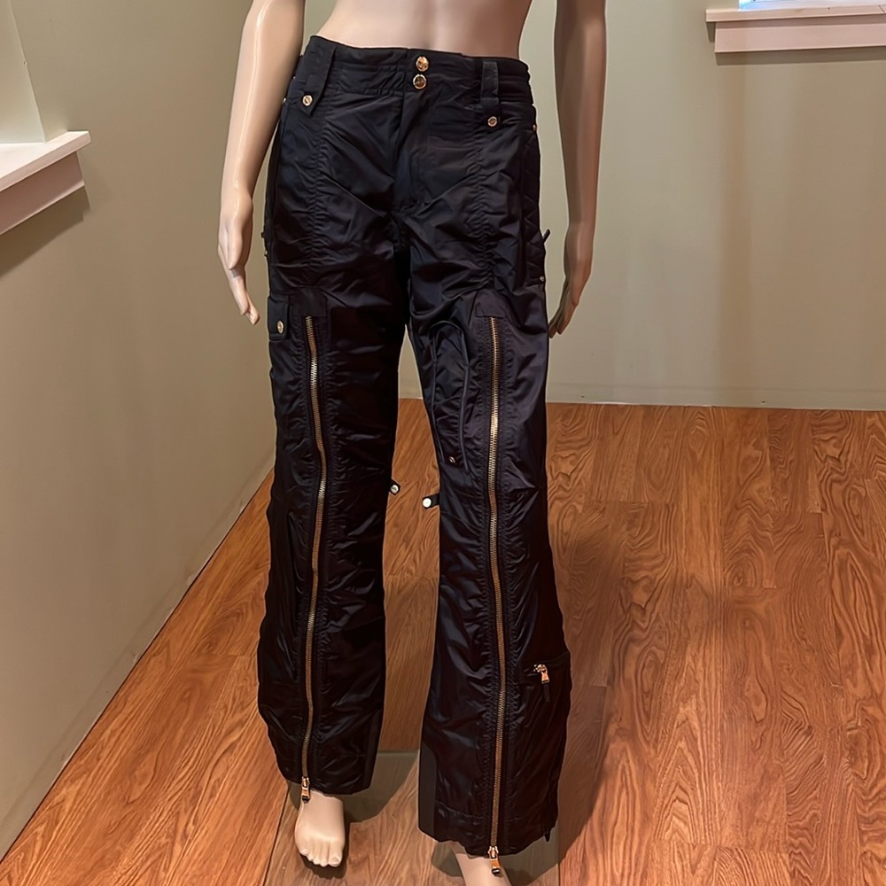RLX by Ralph Lauren Black Ski Snowboard Nylon Pants W/ Zippers & Gold Hardware M